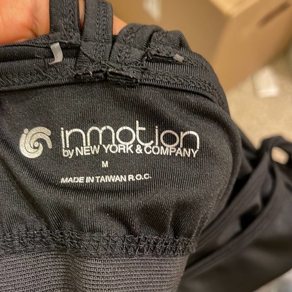 Inmotion black double stripe bathing suit Top with build in sports bra. - Picture 8 of 9